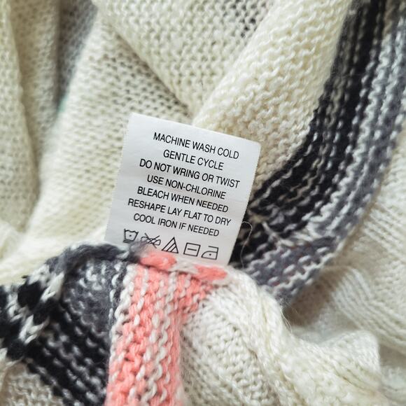 Eyeshadow Cream Cardigan with Pink and Teal Stripes - Picture 7 of 13